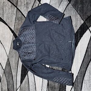 VINTAGE BKE BLACK FITTED QUILTED ACCENTS FULL-ZIP LIGHT-WEIGHT JACKET LARGE